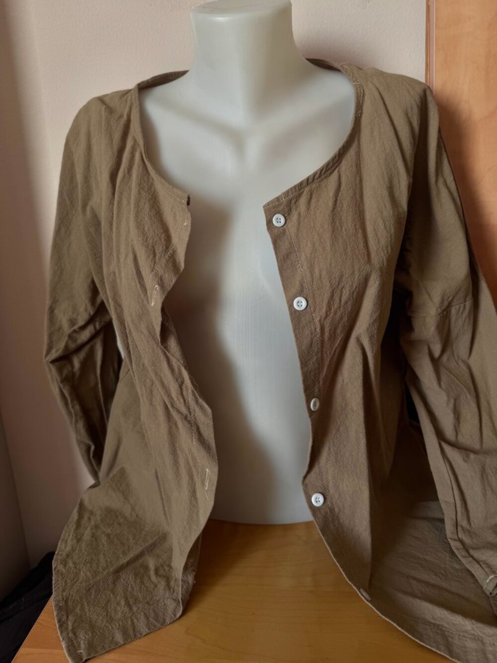 MISSLOOK Solid Khaki Long Sleeve Button-Down Shirt
